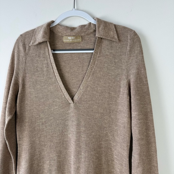 Free People Free-est Audrina Cotton-Linen Sweater Maci Dress Brown Sand - Picture 4 of 9